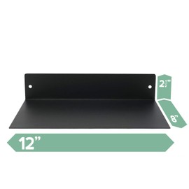 Mitus Floating Shelf Wall Mounted (8 inch x 12 inch) Heavy Duty Industrial Modern Steel, Black