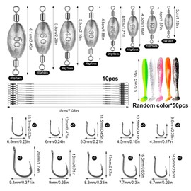 134 Piece Fishing Lead Set Olive Shape Dropshot Lead Fishing Lead Fishing Lead Fishing Lead Weights Fishing with Swivel Fishing Weights Kit Fishing Trout Set Fishing Accessories