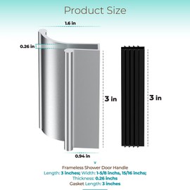 Shuisen Sliding Shower Door Pull Handle for Glass Door Thickness,Universal Shower Glass Door Handle 3 Inch Designed for Frameless Sliding Swing Shower and Tub Enclosure Doors