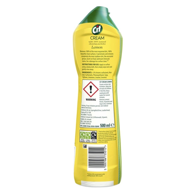 Cif Cream Lemon 500 Ml (pack Of 4)