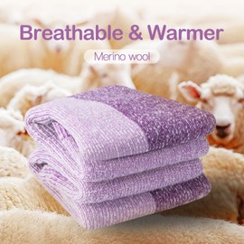 YUEDGE Womens Cozy Wool Outdoor Sports Hiking Walking Socks For Women 4-7, Sweat Wicking Cushioned Casual Work Everyday Athletic Crew Socks, 5 Pairs