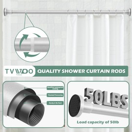 TVWOO Silver Shower Curtain Rod,Tension Rod for Windows 27 to 71 Inch,Adjustable Shower Curtain Rod,1 Inch Curtain Rods No Drilling,Shower Rods for Bathroom,Shower Curtain Rods Spring Tension No Slip