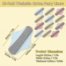 12 PCS Reusable Incontinence Pads for Women, Reusable Sanitary Pads, Washable Incontinence Pads, High Quality Washable Cotton Pads in Random Colors, For Women Seeking Comfort and Sustainability in Dai