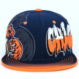 Premium Chicago Graffiti Football New Leader Bear Grizzly Claw Snapback Hat Cap - Navy / Orange
