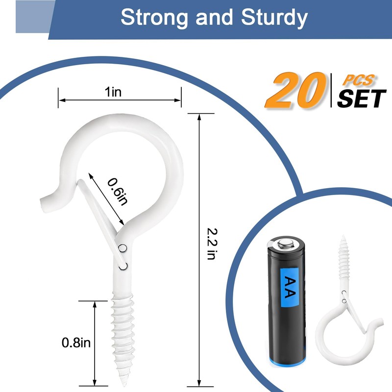 ADIIL 20 PCS Q Hanger Hooks with Safety Buckle, Windproof