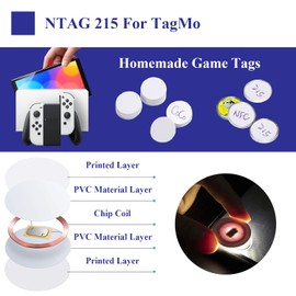 Origin-Joy 50 PCS NFC Tags, NTAG215 Round NFC Tag, 25mm (1 inch) 504 Bytes Blank Labeling Tags, Compatible with TagMo Amiibo and NFC-Enabled Mobile Phones & Devices