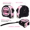 2 Pcs Tape Measure Pink,25FT Dual Lock, Fraction Marking