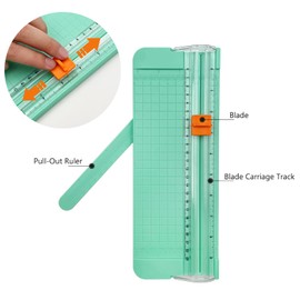 QYQRQF Paper Cutter, A4 Paper Trimmer with Security Safeguard & Side Ruler Portable Straight Edge Cutter for Scrapbooking Craft Paper, Photos, Label, Cardstock (Green)