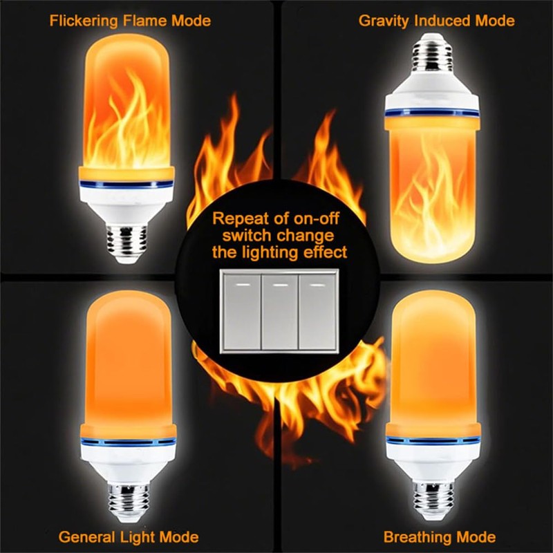 SZXJY Upgraded LED Flame Light Bulbs, 4-Mode Flickering Light Bulbs