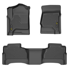 TPE Floor Mats Cargo Liners 3PCS, Compatible with Chevy Silverado/GMC Sierra 1500 2500HD 3500HD Crew Cab 2014-2019, 1st & 2nd Row, Floor Liner All Weather Full Cover Protection