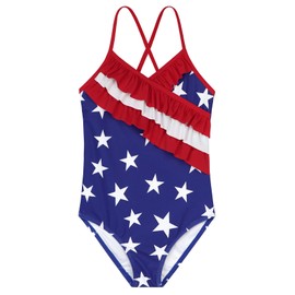 Zando 5t Swimsuit Girls Toddler Swimsuit Girl Cute One Piece Swimsuit Girls Sleeveless Girls' Swimwearquick Dry Sport Toddler Bathing Suit Girl Summer Beach American Flag 4-5T