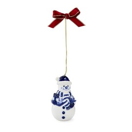 Spode Blue Italian Snowman Ornament - Festive Decoration, Novelty Bauble for Seasonal Decor - Ideal Holiday Keepsake Ornament for Christmas - Collectible Ornament for Home Decoration