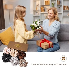 Lolalet Ligas para Cabello, Hair Scrunchies para Pelo de Moda Estilo Clásico para Mujeres Coletero Banda Elástico Satén Suave para Todo Tipo de Pelo G