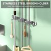 2pcs 304 Stainless Steel Broom Holder 3 Racks 4 Hooks