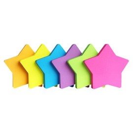 SIMONA Star Shape Sticky Notes 6 Color Bright Colorful Sticky Pad 75 Sheets/Pad Self-Sticky Note Pads (6 Pads)