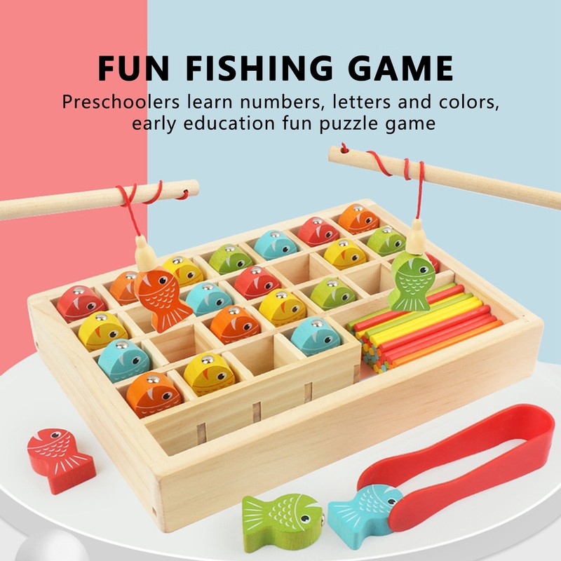 Wooden Magnetic Fishing Game Safe Letters Cognition Preschool Gift for