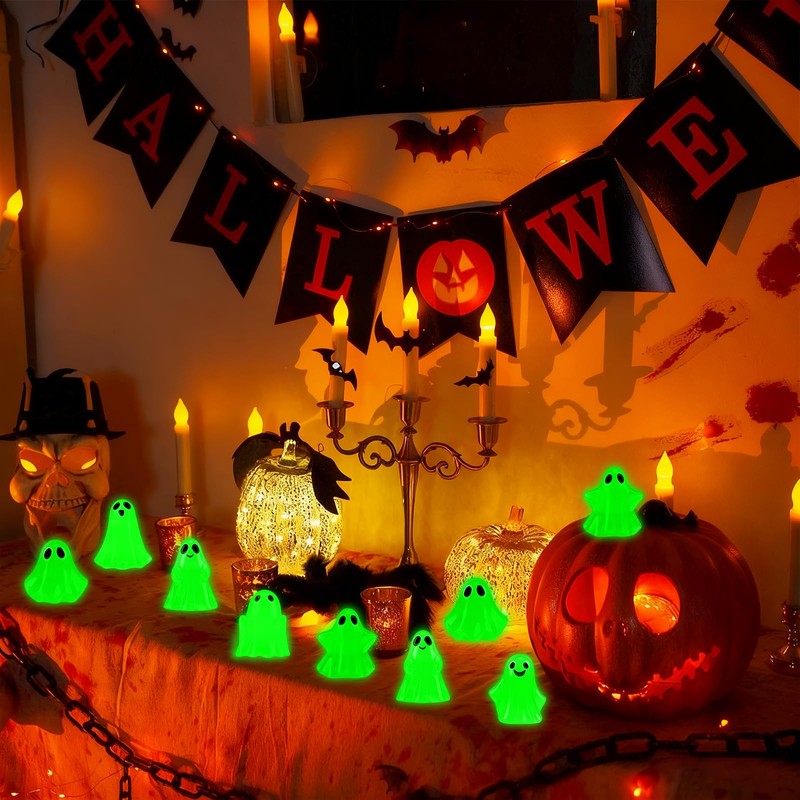 80Pcs Mini Luminous Ghost Figurines 6 Style Glow in The