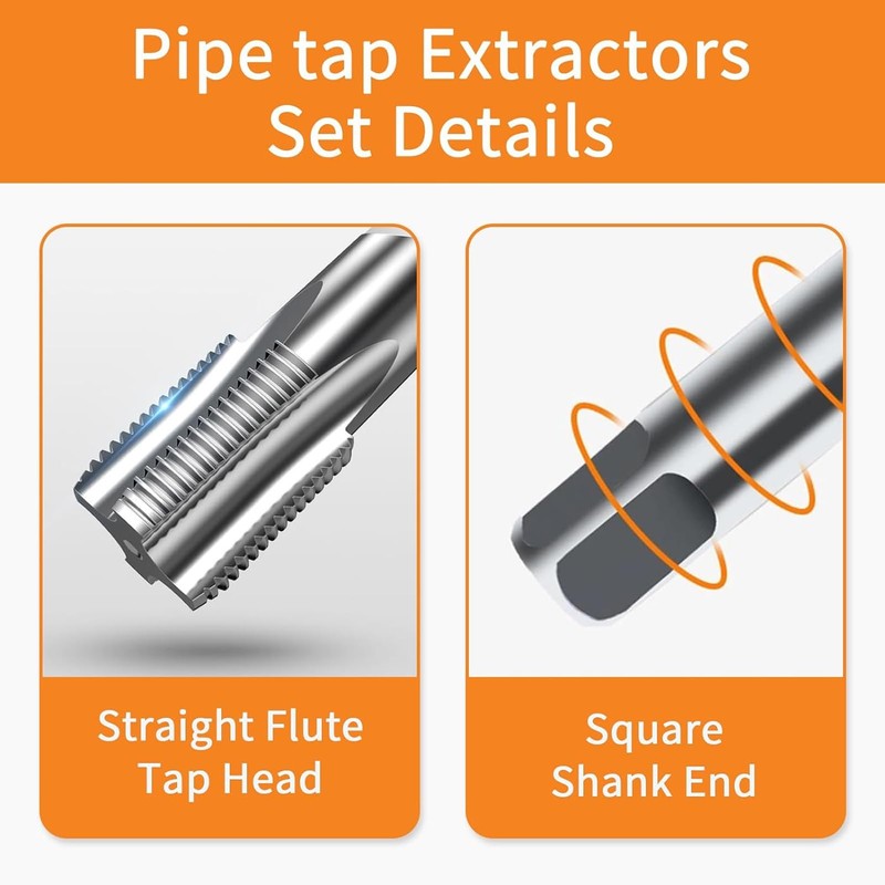5 Piece NPT Pipe Tap Set, 3/4, 1/2, 3/8, 1/4,