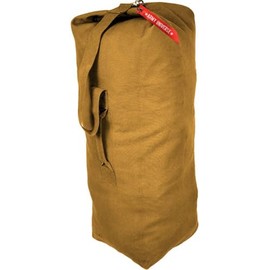 Top Load Heavyweight Cotton Canvas Tactical Military Duffle Bag Carryall Shoulder Storage Bulk Travel Bag, Coyote Brown - 13" x 13" x 33"