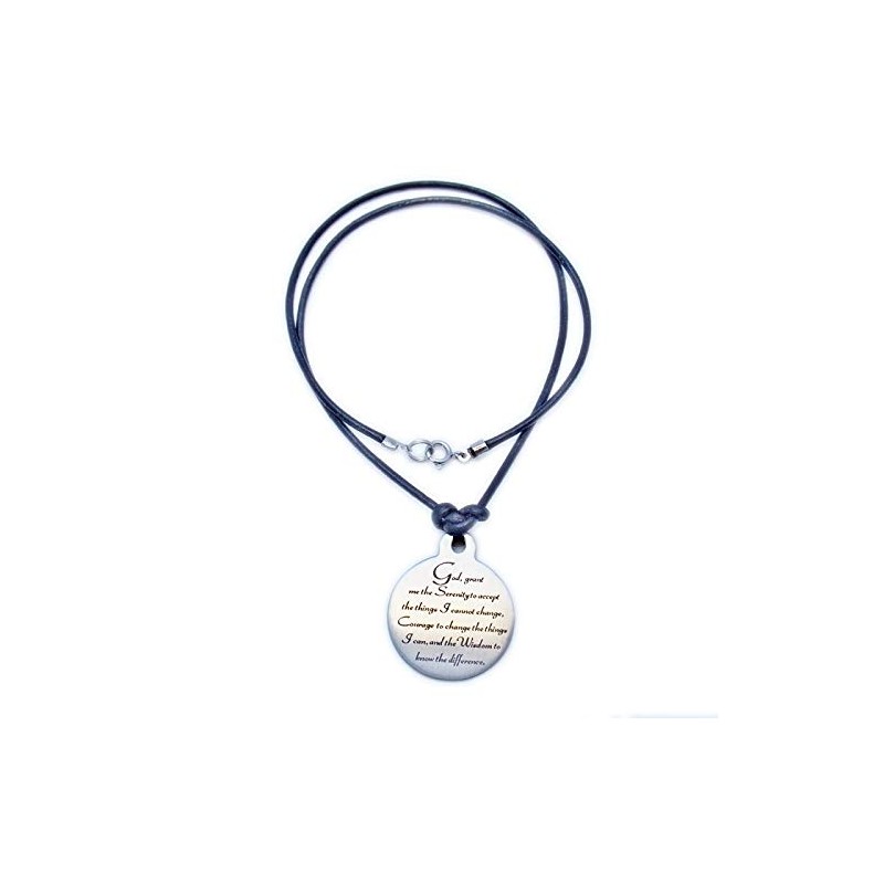 Serenity Prayer Medallion Leather Necklace