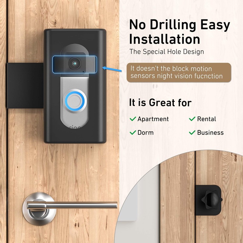 Anti-Theft Video Doorbell Mount,AHBTEYM Mount No Drill Bracket Holder Accessories