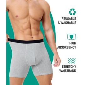 BEENIUBEE Incontinence Underwear for Men 150ML Absorbent Washable Reusable Heavy Flow Bladder Cotton Leak Proof Protective Boxer Briefs 5 Pack (Multicolor02, Medium)