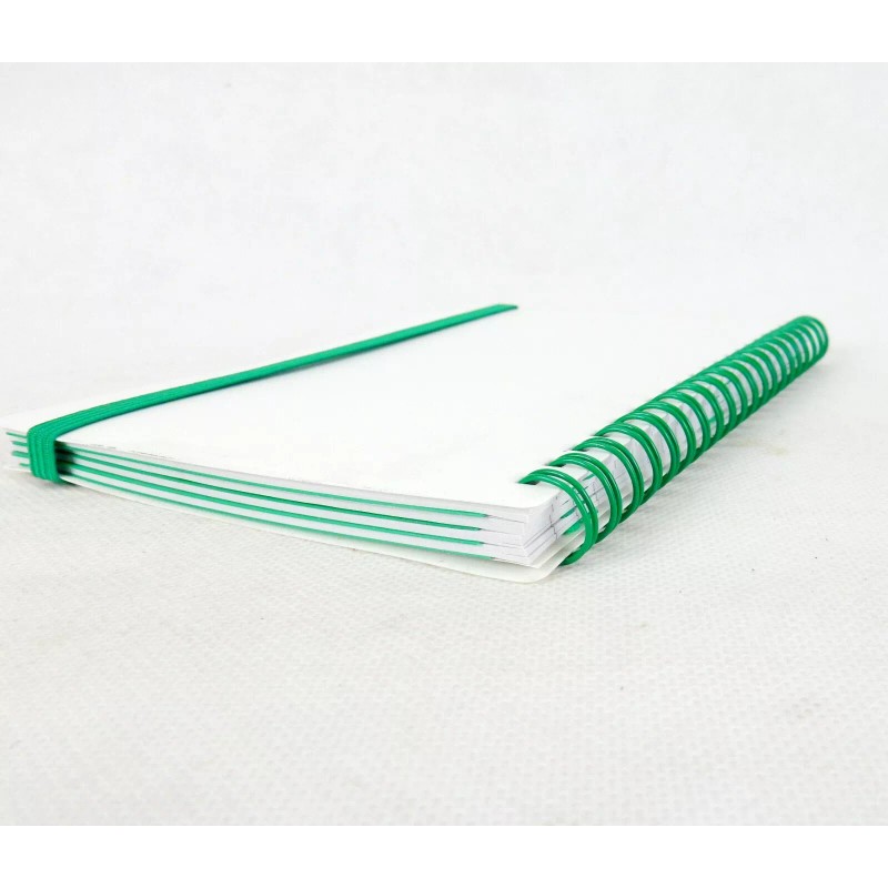 Sweda Wire Bound Notebook w/4 Dividers, White w/Green Accent, Elastic