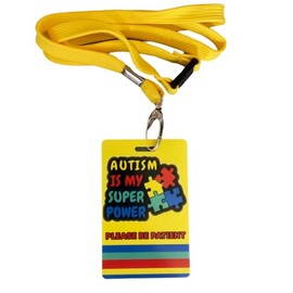 Autism Awareness- Autism is My Super Power Disability Card with Yellow Lanyard