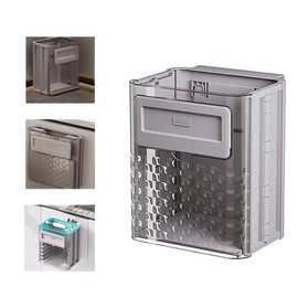 Aidazi 3 Gallon Hanging Kitchen Trash Can, Foldable Waste Bin for Kitchen, Food Waste Bin for Countertop, Mountable Garbage Can for Bathroom, Bedroom, Office (Grey)