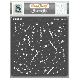 CrafTreat Reusable Confetti Stencil 6x6 Inch for Painting on Wood, Canvas, Paper, Fabric, Floor, Wall and Tile | DIY Art and Craft Stencils - Confetti Stencil