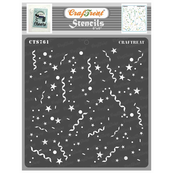 CrafTreat Reusable Confetti Stencil 6x6 Inch for Painting on Wood,