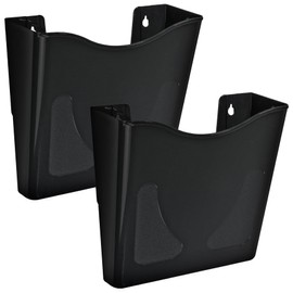 Azar Displays 250088-BLK-2PK Single Vertical Pocket Wall Mount File Holder, Black (2-Pack)