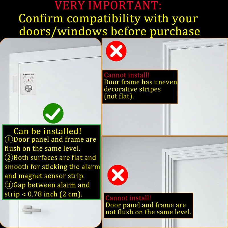 Door Alarms with Delay When Left Open 130db Window Break