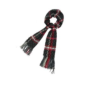 Charter Club Women's Cherry Red Black Fringe Scarf