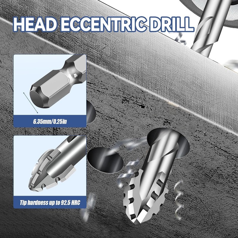 6 Pcs Four-Flute Sawtooth Eccentric Twist Drill Bit, Concrete and