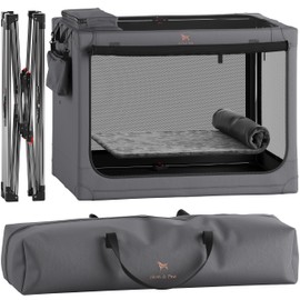 Noah & Paw Collapsible Dog Crate 42 Inch, XXL Dog Crate for XXL, XL, Large Breeds, Travel Kennel for Car, Includes Pet Mat for Pet Cage, 2 Storage Pockets, Handbag, 10mm Locking Zippers 42 * 31 * 31