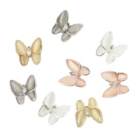 BIUDECO 1set Butterfly Zircon Nail Charms for Elegant Nail Art Decoration for DIY Manicure Parties and Special Occasions in Gold Rose Gold Silver and