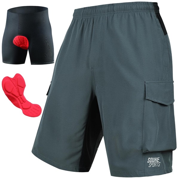 Souke Sports Men's Mountain Bike Shorts 4D Padded MTB Cycling
