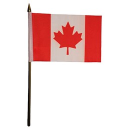 CANADA Country Small 4" x 6" Inch FLAG On 10" Inch Plastic Pole.. New
