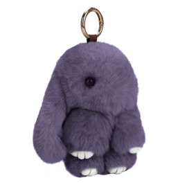 Song Qing Cute Bunny Keychain Soft Rabbit Fur Pompom Ball Fluffy Keyring