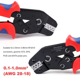 JST Crimp Tool,Zhushan SN-28B Dupont Crimping Tool and Molex Crimper for 28-18 AWG (Similar to 0.1-1mm²) Dupont Terminal, Electrode Cutting, 3.96mm, 2.54mm, 2.5mm Pitch Dupont, JST XH VH Connectors