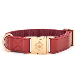 iDoggos - Dog Collar I Handcrafted Pet Accessory I Long-Lasting & Comfortable I Heavy-Duty Metal Closure I Faux Leather with Fabric Inner I Effortless and Light Buckle Attachment (Maple Leaf, Small)