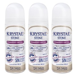 Krystal Stone Desodorante Lavanda Roll on 90ml 3 Pack