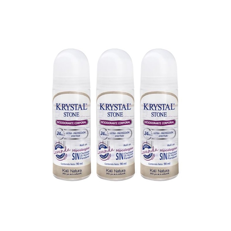Krystal Stone Desodorante Lavanda Roll on 90ml 3 Pack
