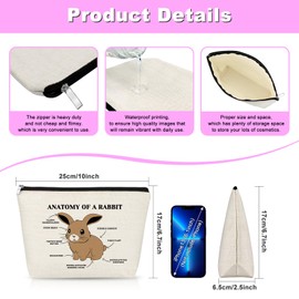 Gfhzdmf Rabbit Gifts For Women Cosmetic Bag Bunny Lover Gift For Girl Makeup Bag Animal Lover Gift Pet Rabbit Memorial Gifts Rabbit Fan Gift Gift For Bunny Owner Birthday Gift For Her Travel Pouch