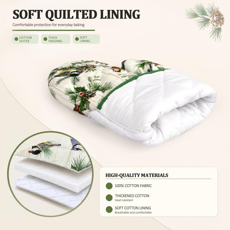 Arquiel Winter Bird Oven Mitts and Pot Holders Sets, 100%