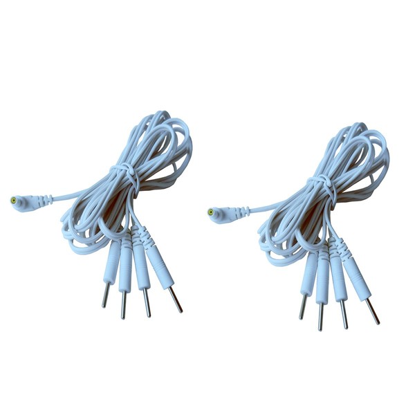 ELYSAID Paquete de 2 cables de repuesto 4 en 1 para cables de conexión de cabeza CC de 2,35 mm, pin de 2 mm, para máquinas TENS 7000 y TENS