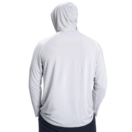 Light Face Men's Sun Protection Hoodie Shirts UPF 50+ Long Sleeve SPF UV Rash Guard Fishing Hiking Lightweight (Light Gray, XL)