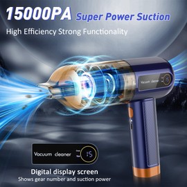 Car Vacuum Cleaner, 15000PA Mini Portable Handheld Car Vacuum Rechargeable Dust Buster, Wireless Air Blower, LED Display Powerful Cordless Vacuum Cleaner for Home Pet Hair Office