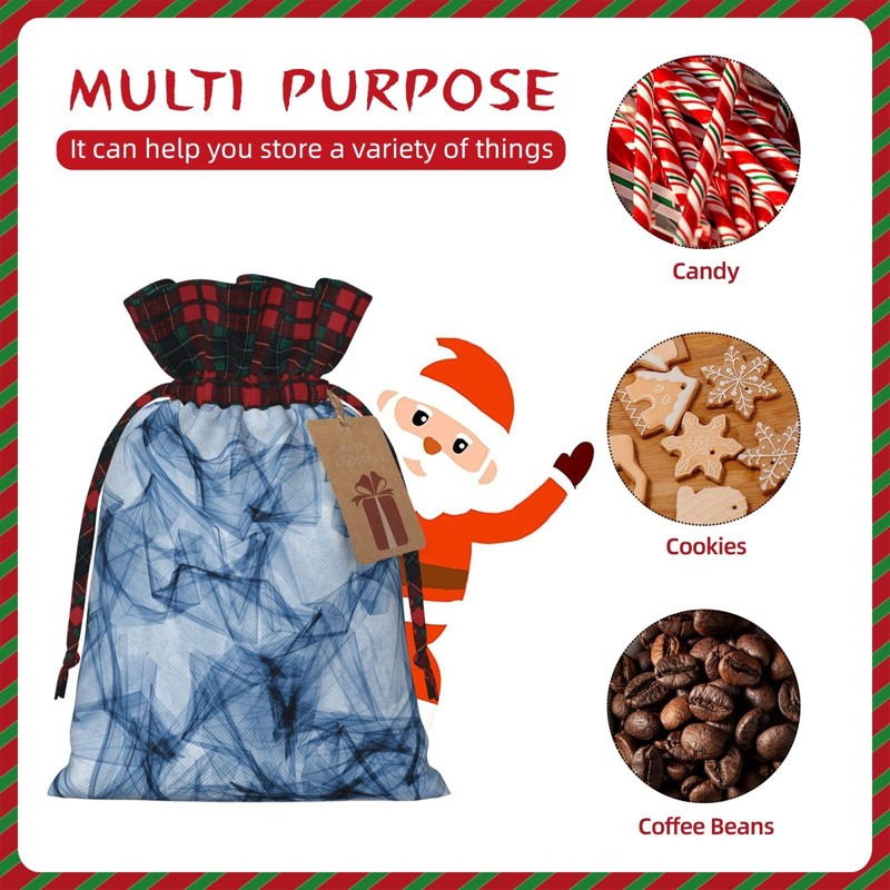 XULLZH dark blue marble Print Christmas Sacks Drawstring Presents Wrapping